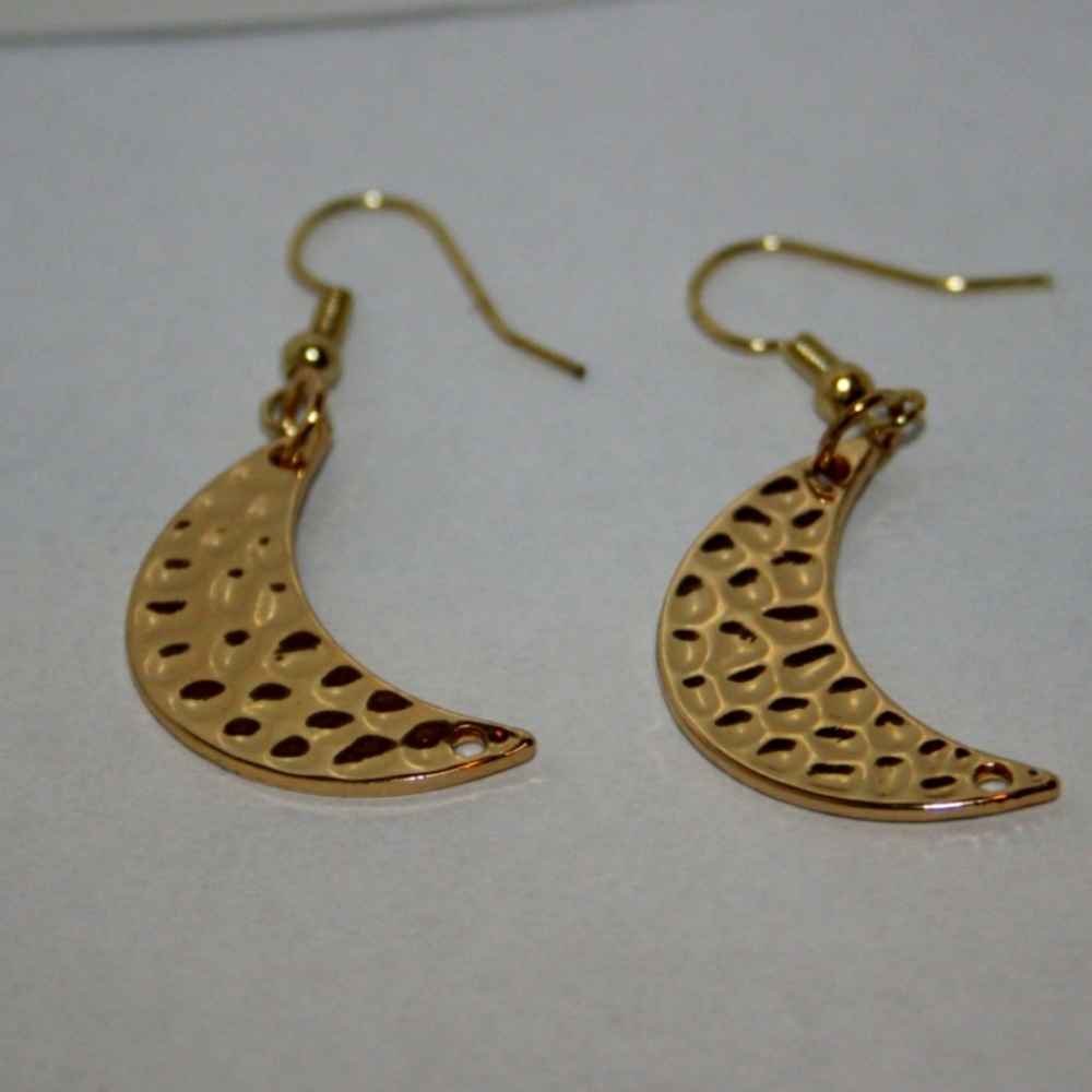 Gold Plated Moon Crescent Earrings